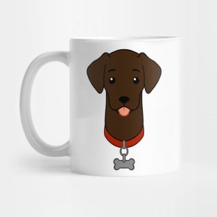 Cartoon Illustrated Chocolate Labrador Retriever With Dog Bone Collar Mug